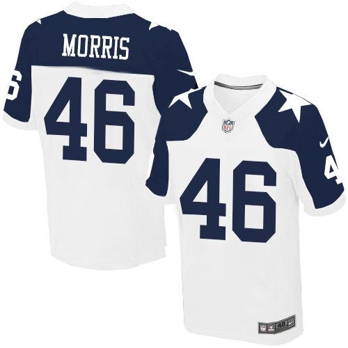 Nike Cowboys #46 Alfred Morris White Thanksgiving Men's Stitched NFL Throwback Elite Jersey